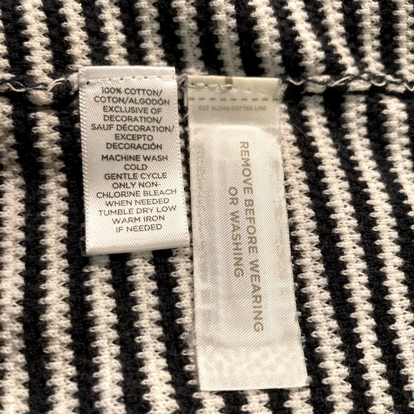 ANN TAYLOR LOFT Black and White Striped Open Button Cardigan Womans Large - Picture 14 of 16